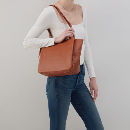Essential Medium Tote In Soft Saffiano Leather - Lion | HOBO