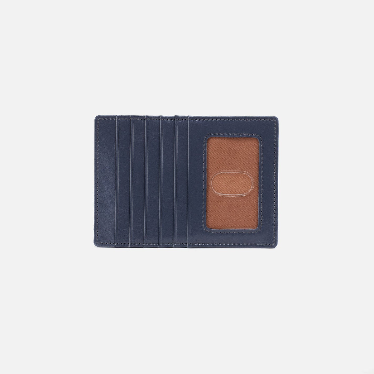 Euro Slide Card Case In Polished Leather - Blue Stone | HOBO