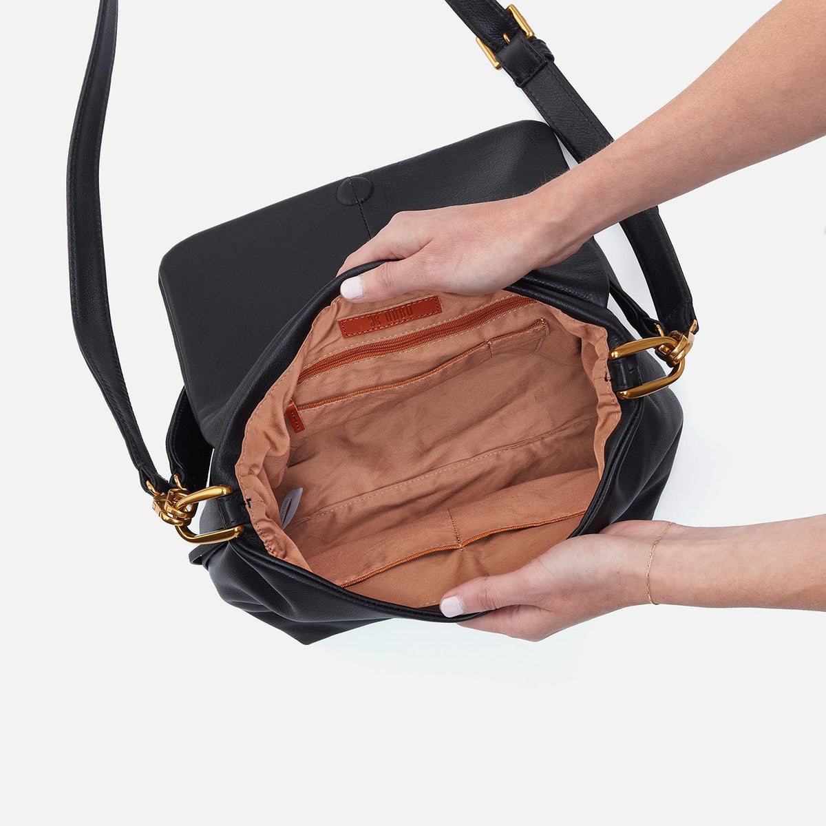 Harley Convertible Shoulder Bag In Pebbled Leather - Black | HOBO
