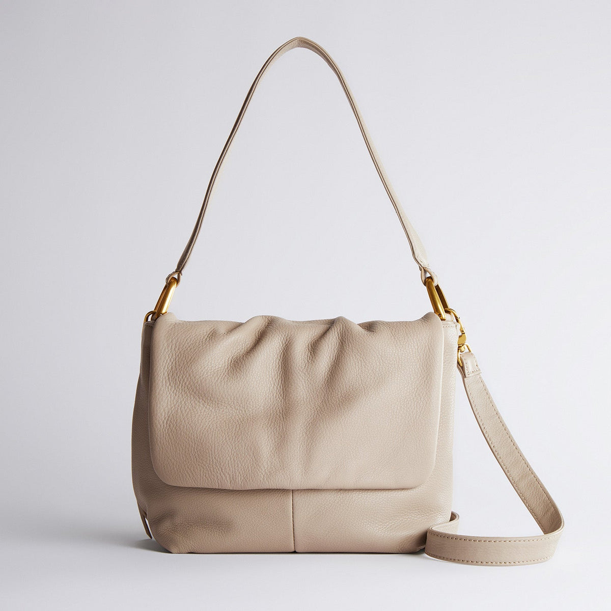 Harley Convertible Shoulder Bag In Pebbled Leather - Taupe | HOBO