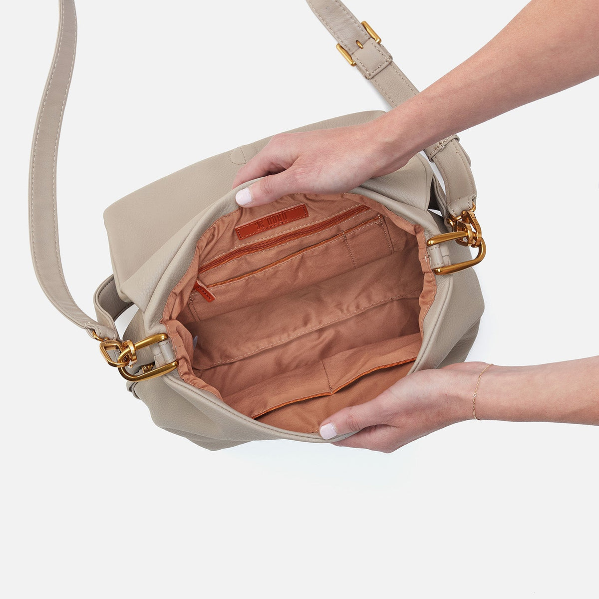 Harley Convertible Shoulder Bag In Pebbled Leather - Taupe | HOBO