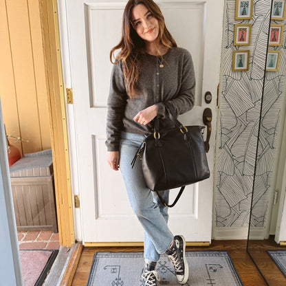 Harley Satchel In Pebbled Leather - Black | HOBO