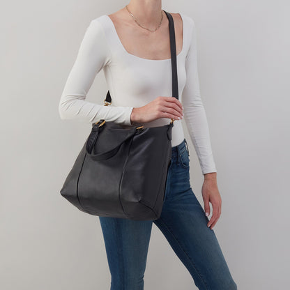 Harley Satchel In Pebbled Leather - Black | HOBO