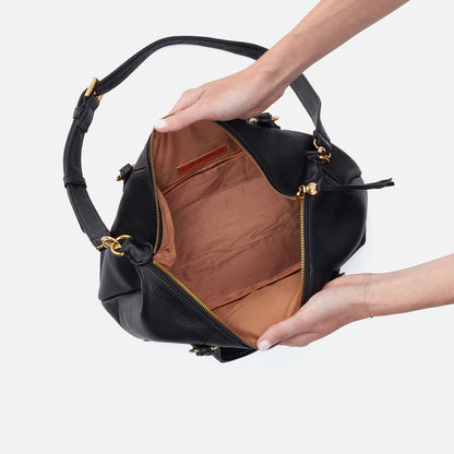 Harley Satchel In Pebbled Leather - Black | HOBO