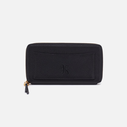Hart Large Wallet In Pebbled Leather - Black | HOBO