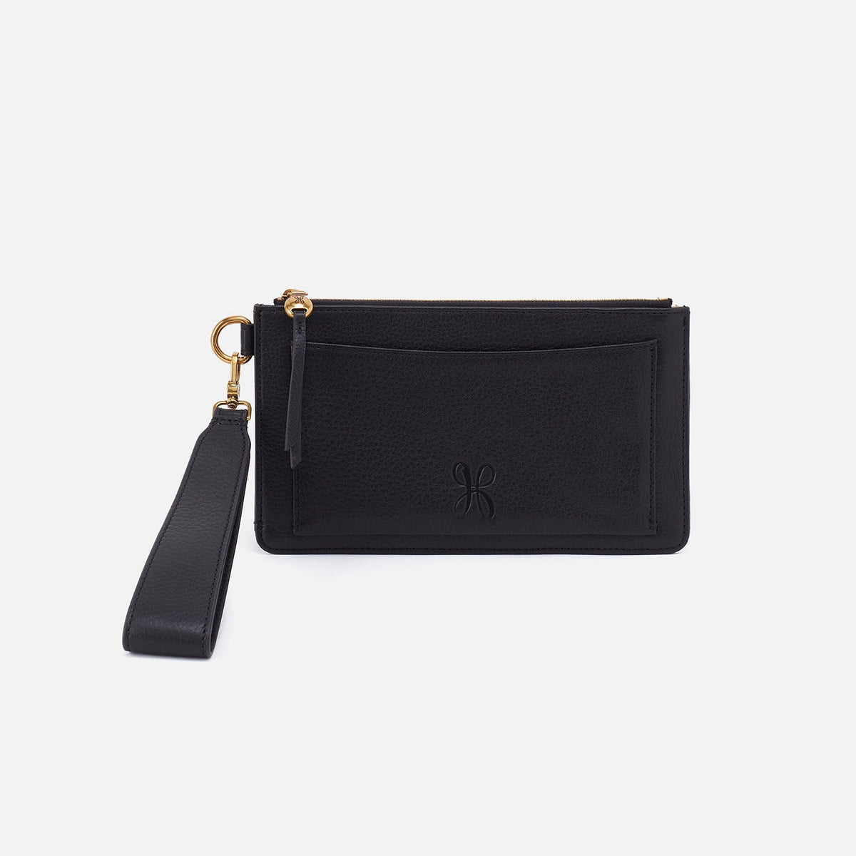 Hart Wristlet In Pebbled Leather - Black | HOBO