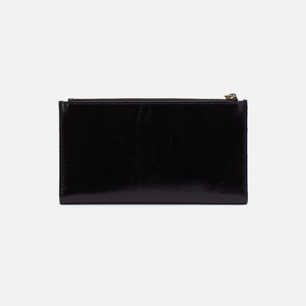 Jill Large Bifold Wallet In Polished Leather - Black | HOBO