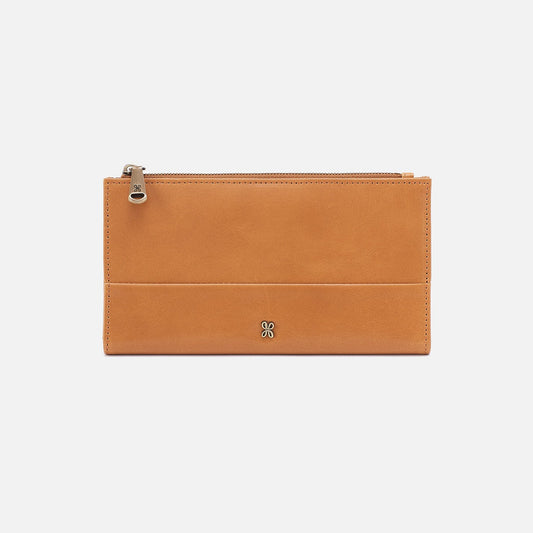 Jill Large Bifold Wallet In Polished Leather - Natural | HOBO
