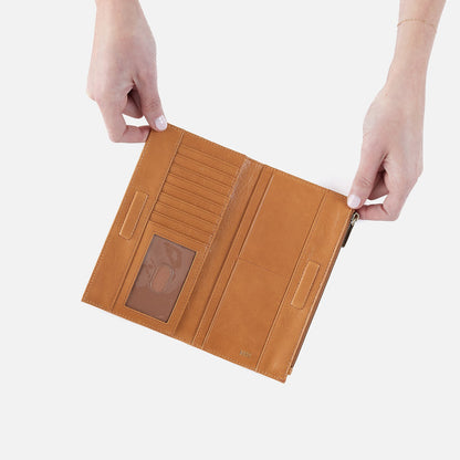 Jill Large Bifold Wallet In Polished Leather - Natural | HOBO