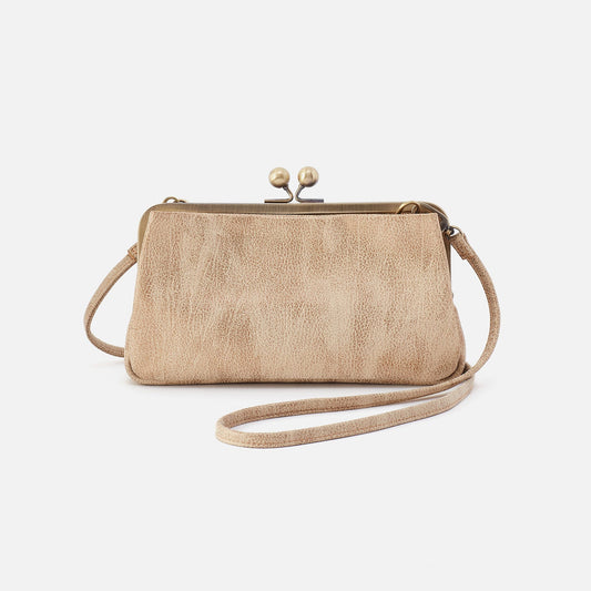 Lauren Frame Crossbody In Metallic Leather - Gold Leaf | HOBO