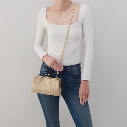 Lauren Frame Crossbody In Metallic Leather - Gold Leaf | HOBO