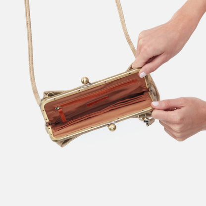 Lauren Frame Crossbody In Metallic Leather - Gold Leaf | HOBO