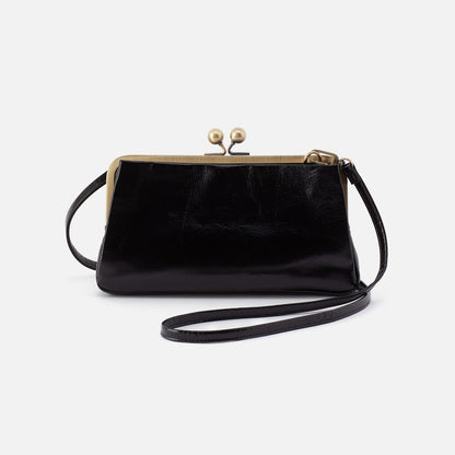 Lauren Frame Crossbody In Polished Leather - Black | HOBO