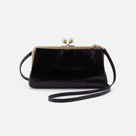 Lauren Frame Crossbody In Polished Leather - Black | HOBO