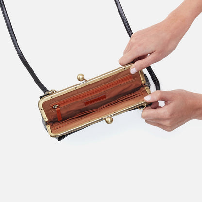 Lauren Frame Crossbody In Polished Leather - Black | HOBO