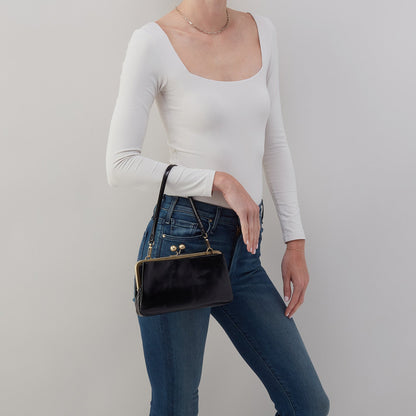 Lauren Frame Crossbody In Polished Leather - Black | HOBO