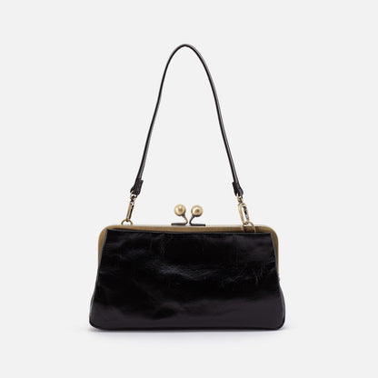 Lauren Frame Crossbody In Polished Leather - Black | HOBO