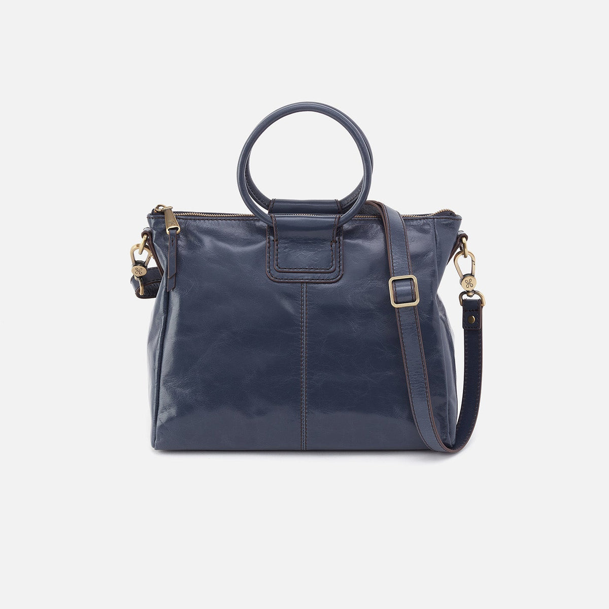 Sheila Medium Satchel In Polished Leather - Blue Stone | HOBO
