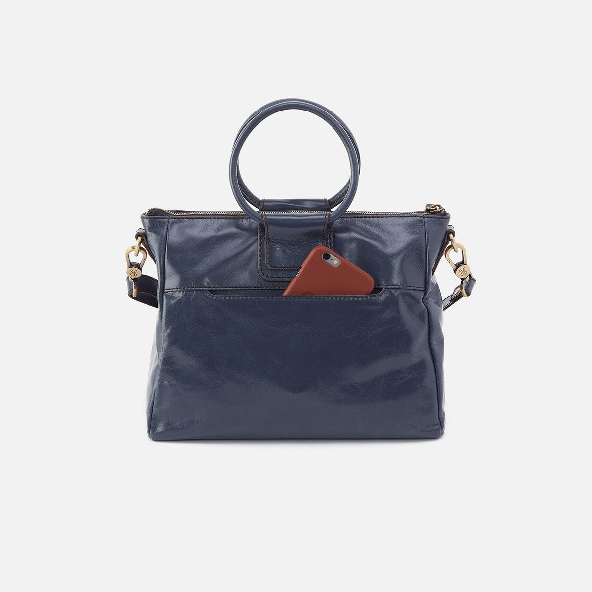 Sheila Medium Satchel In Polished Leather - Blue Stone | HOBO