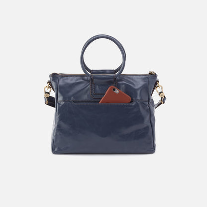 Sheila Medium Satchel In Polished Leather - Blue Stone | HOBO