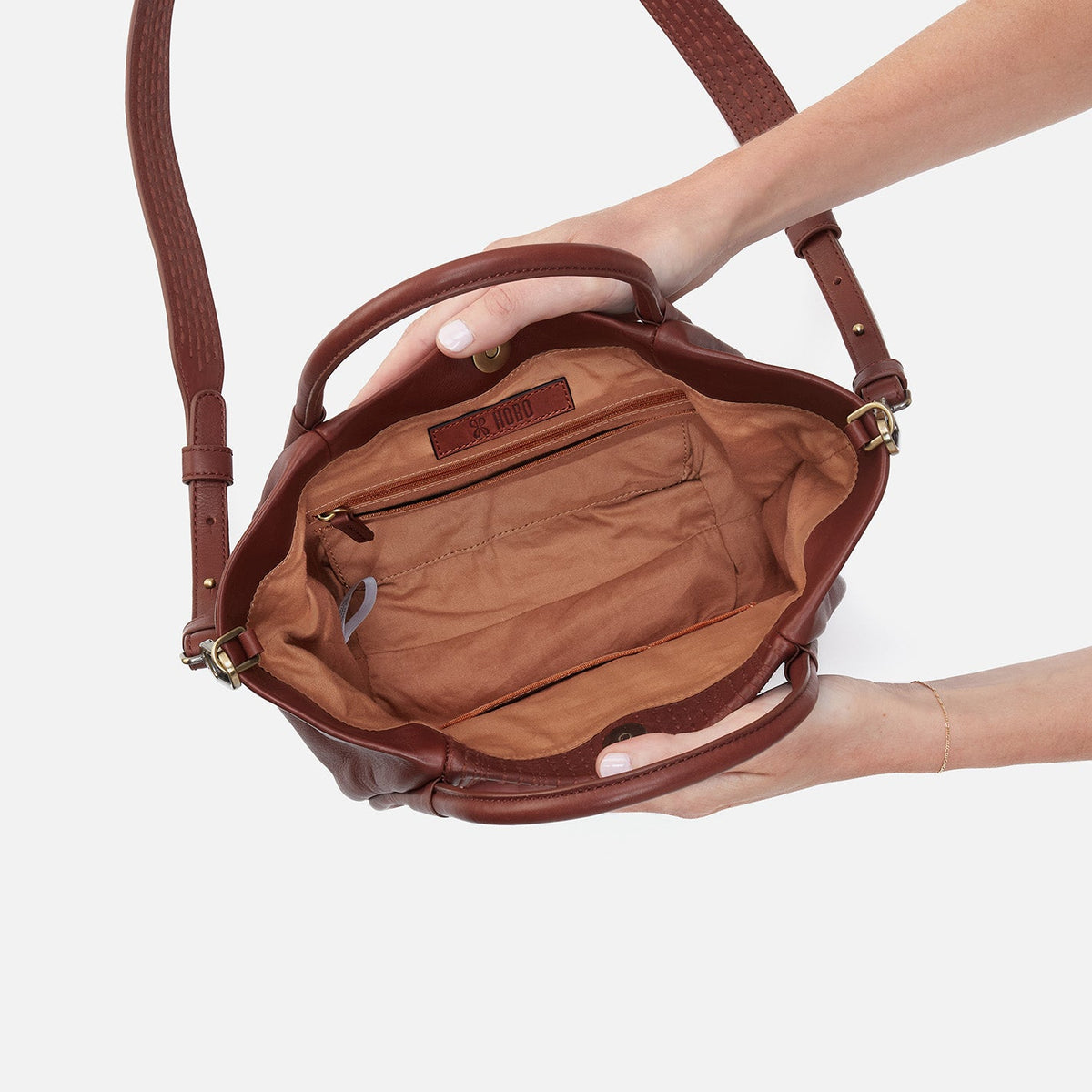 Margot Satchel in Suede - Sequoia | HOBO
