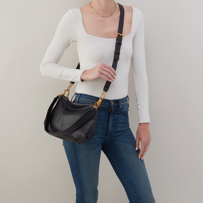 Advance Shoulder Bag In Pebbled Leather - Black | HOBO