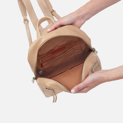 Billie Backpack In Polished Leather - Sand | HOBO