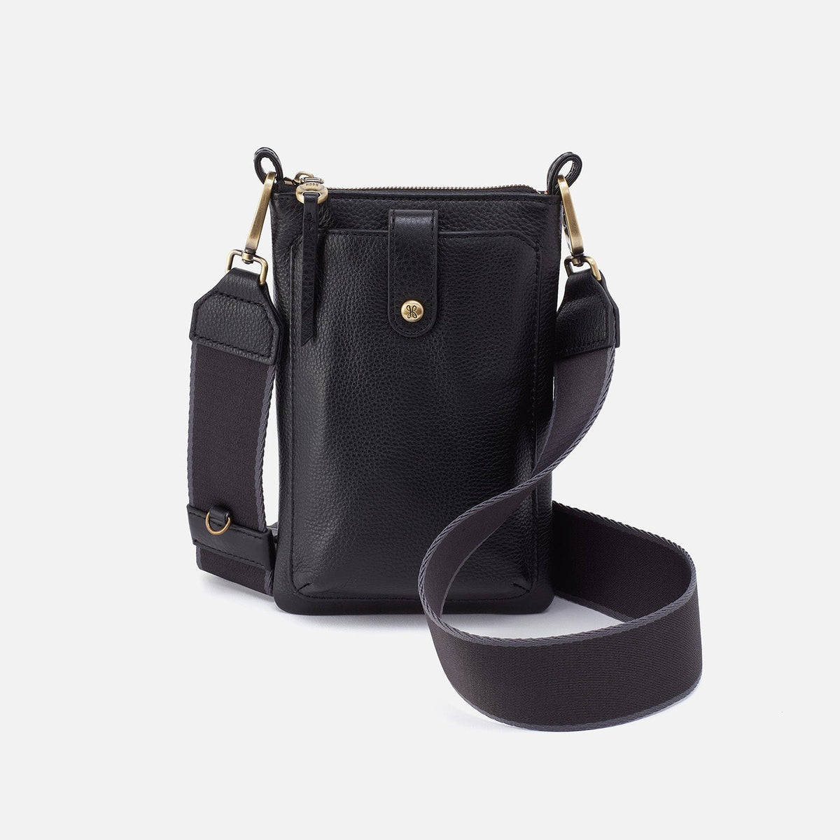 Cass Phone Crossbody In Pebbled Leather - Black | HOBO
