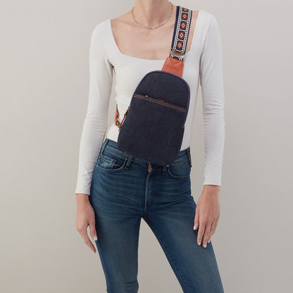 Cass Sling In Denim Fabric - Dark Denim | HOBO