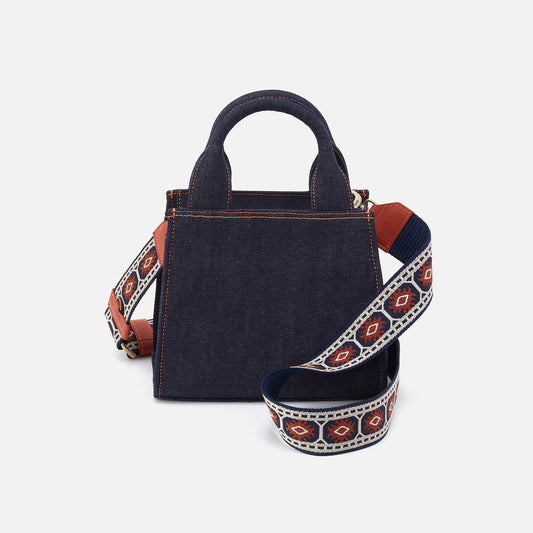 Cass Small Tote In Denim Fabric - Dark Denim | HOBO