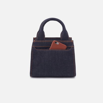 Cass Small Tote In Denim Fabric - Dark Denim | HOBO