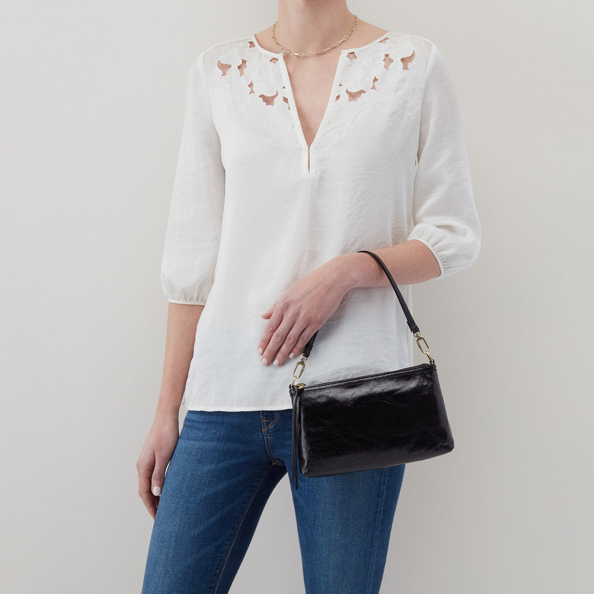 Darcy Crossbody In Polished Leather - Sky Blue | HOBO