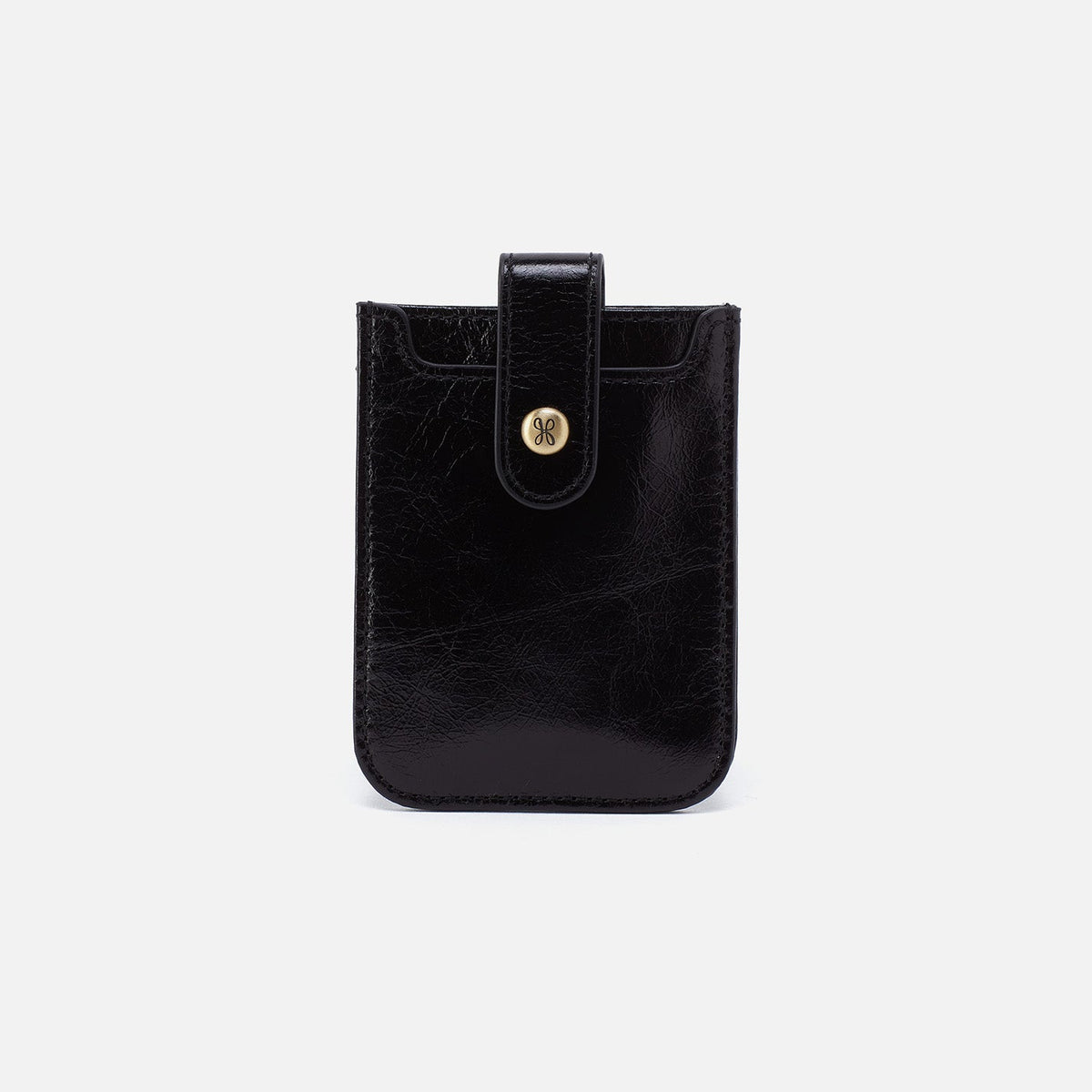 Dunn Card Case In Polished Leather - Black | HOBO