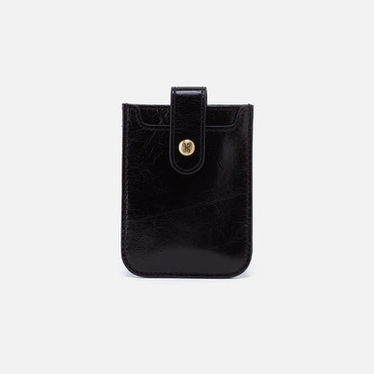 Dunn Card Case In Polished Leather - Black | HOBO