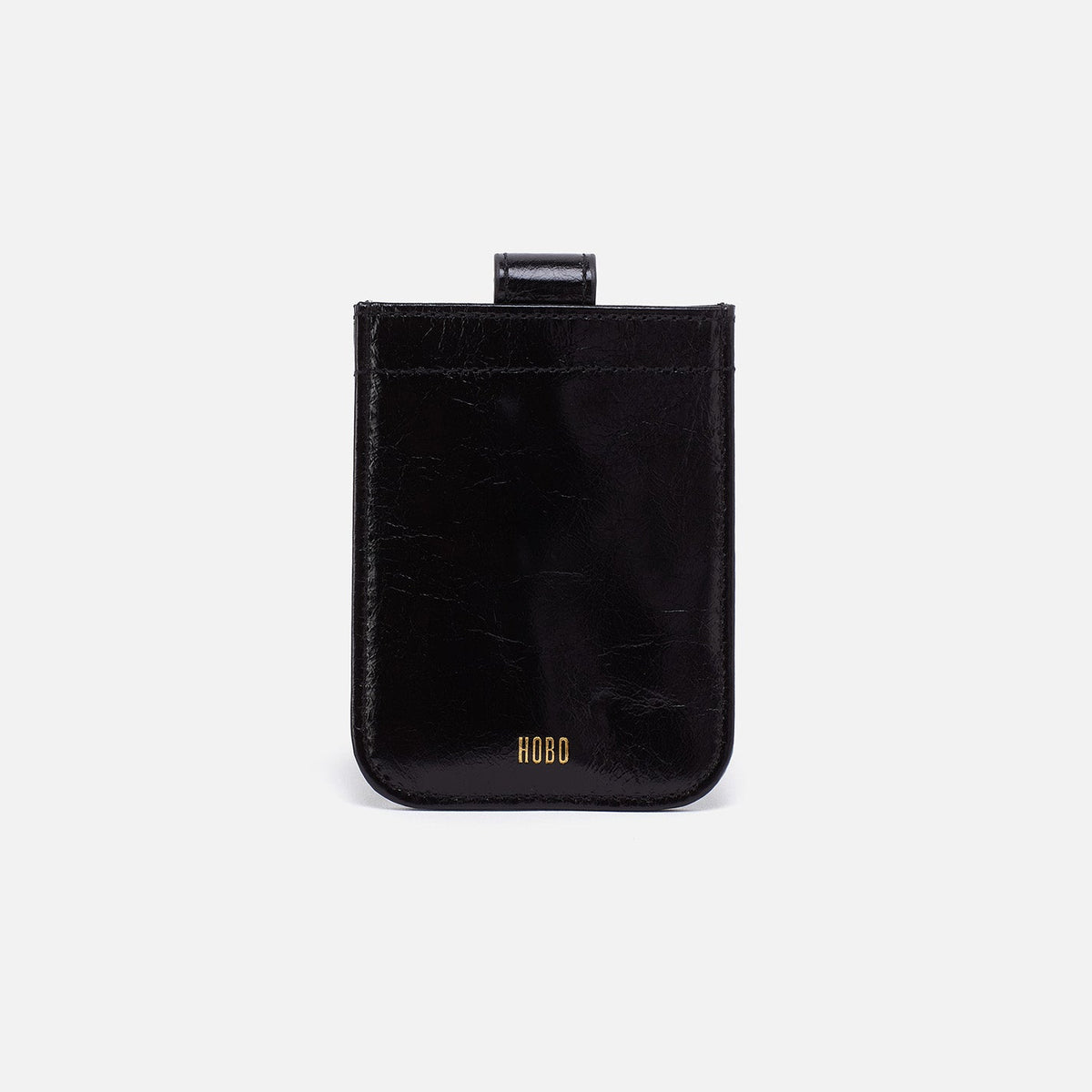 Dunn Card Case In Polished Leather - Black | HOBO