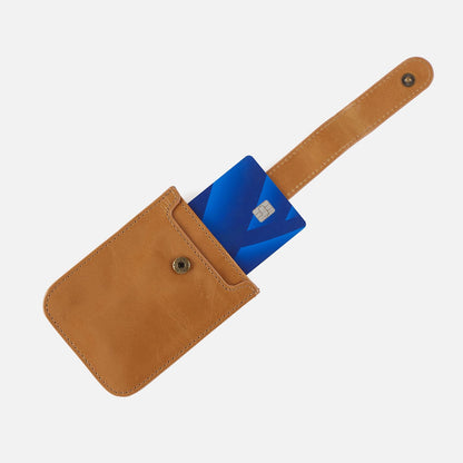 Dunn Card Case In Polished Leather - Natural | HOBO