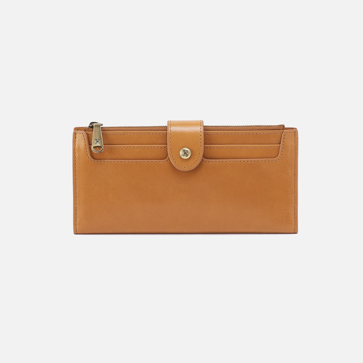 Dunn Continental Wallet In Polished Leather - Natural | HOBO