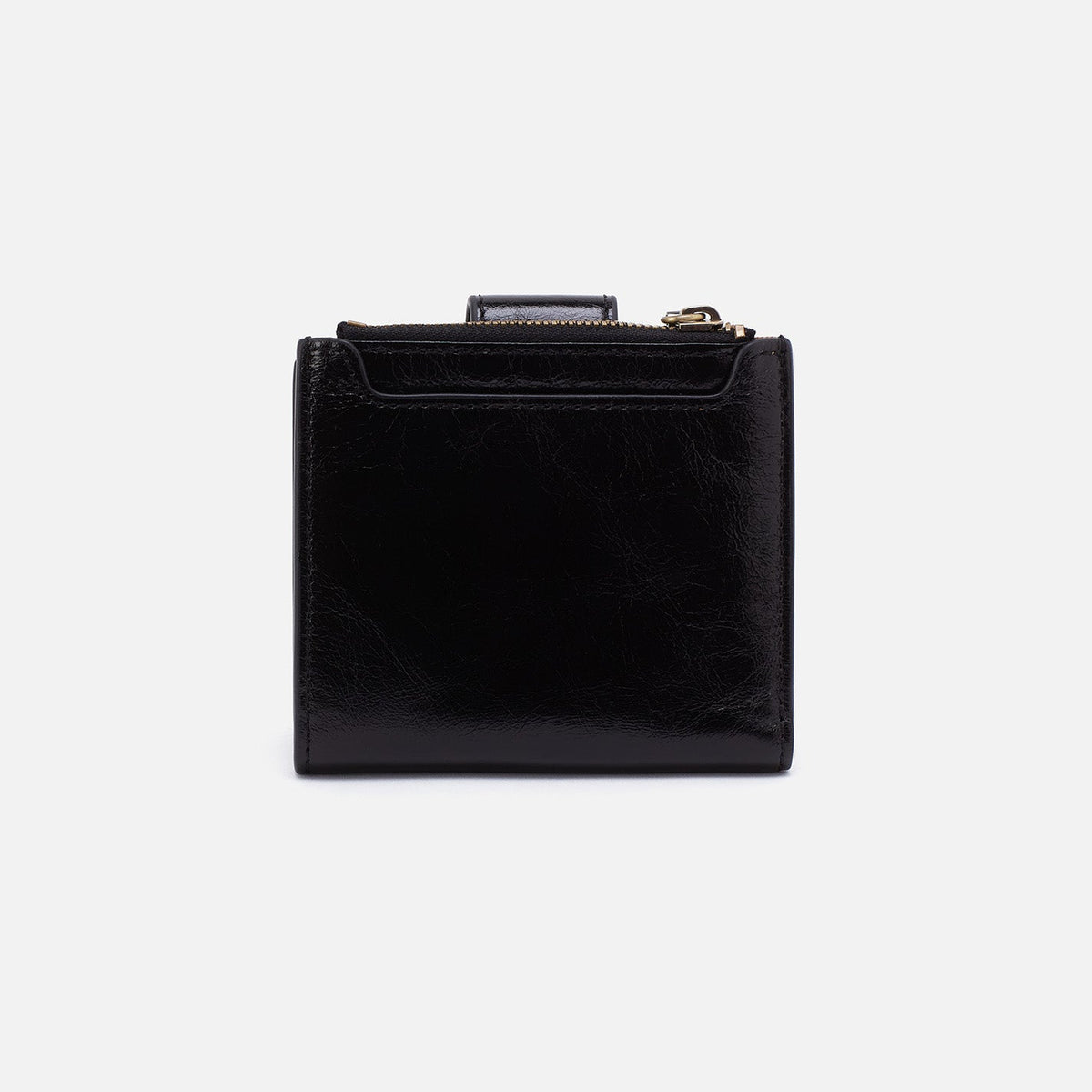 Dunn Mini Wallet In Polished Leather - Black | HOBO