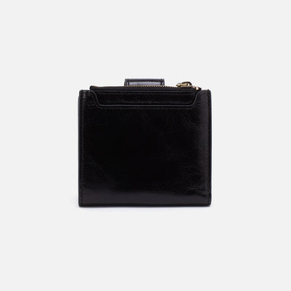 Dunn Mini Wallet In Polished Leather - Black | HOBO