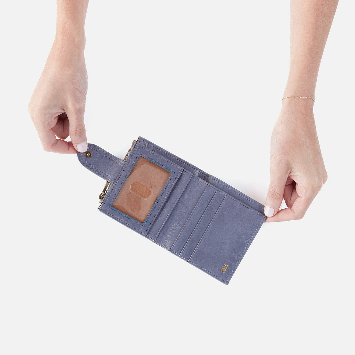 Dunn Mini Wallet In Polished Leather - Sky Blue | HOBO