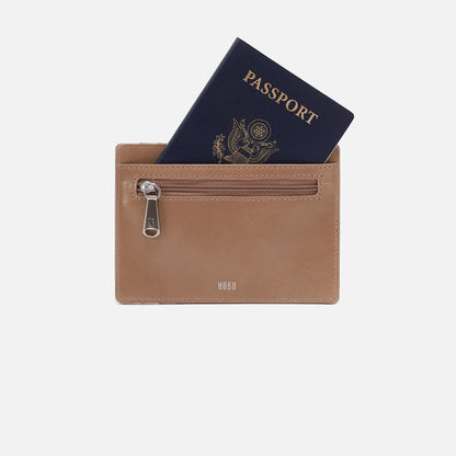 Euro Slide Card Case In Polished Leather - Cashmere | HOBO