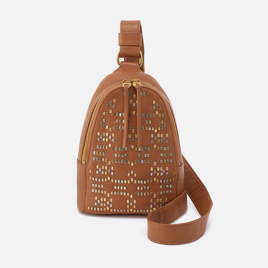 Fern Sling In Pebbled Leather - Warm Honey Pixel Studded | HOBO