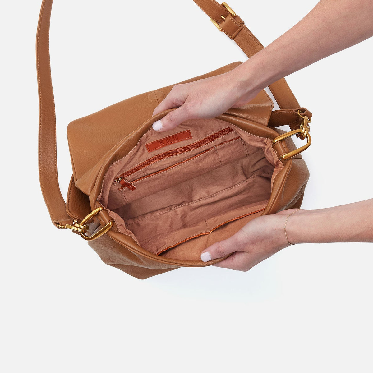 Harley Convertible Shoulder Bag in Pebbled Leather - Warm Honey | HOBO