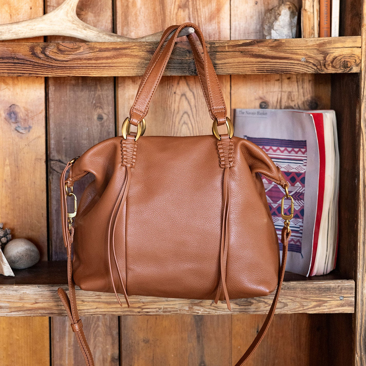Harley Satchel In Pebbled Leather - Warm Honey | HOBO