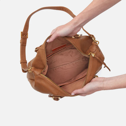 Harley Satchel In Pebbled Leather - Warm Honey | HOBO