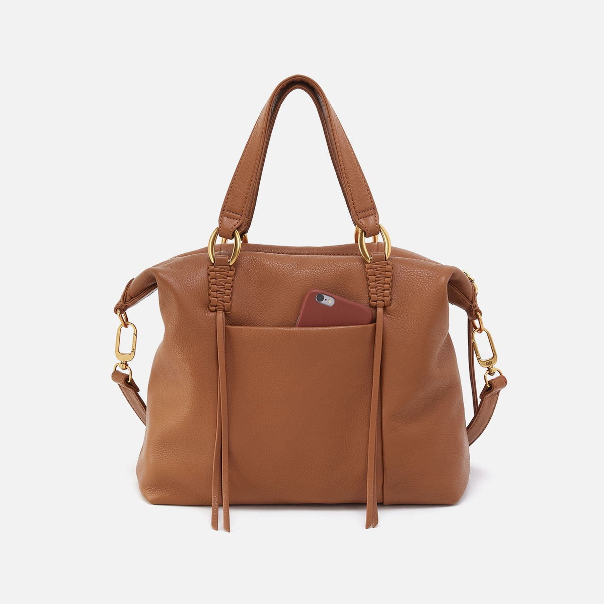 Harley Satchel In Pebbled Leather - Warm Honey | HOBO