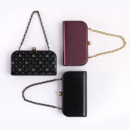 Lauren Minaudiere In Polished Leather - Black | HOBO