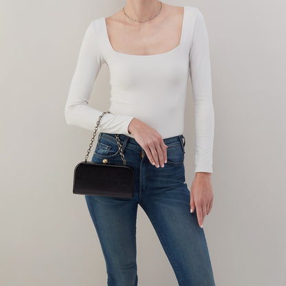 Lauren Minaudiere In Polished Leather - Black | HOBO