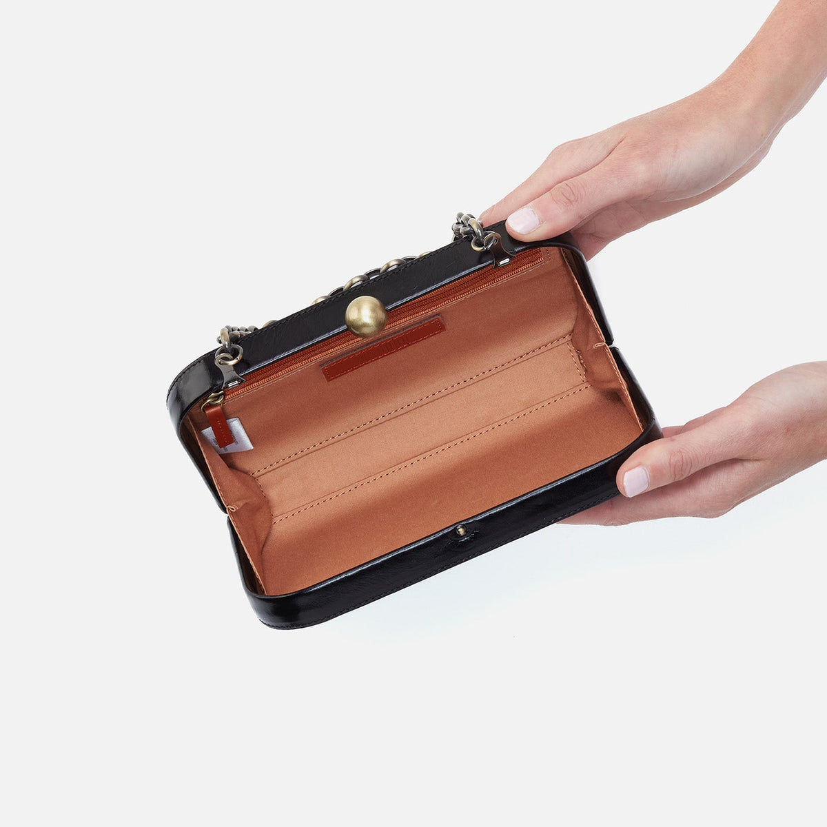 Lauren Minaudiere In Polished Leather - Black | HOBO