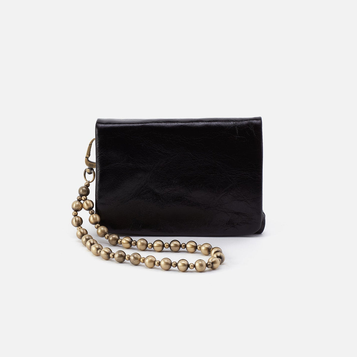Ross Bead Wristlet In Polished Leather - Black | HOBO